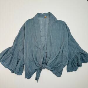 Free People ONE Front Tie Top with Bell Sleeves